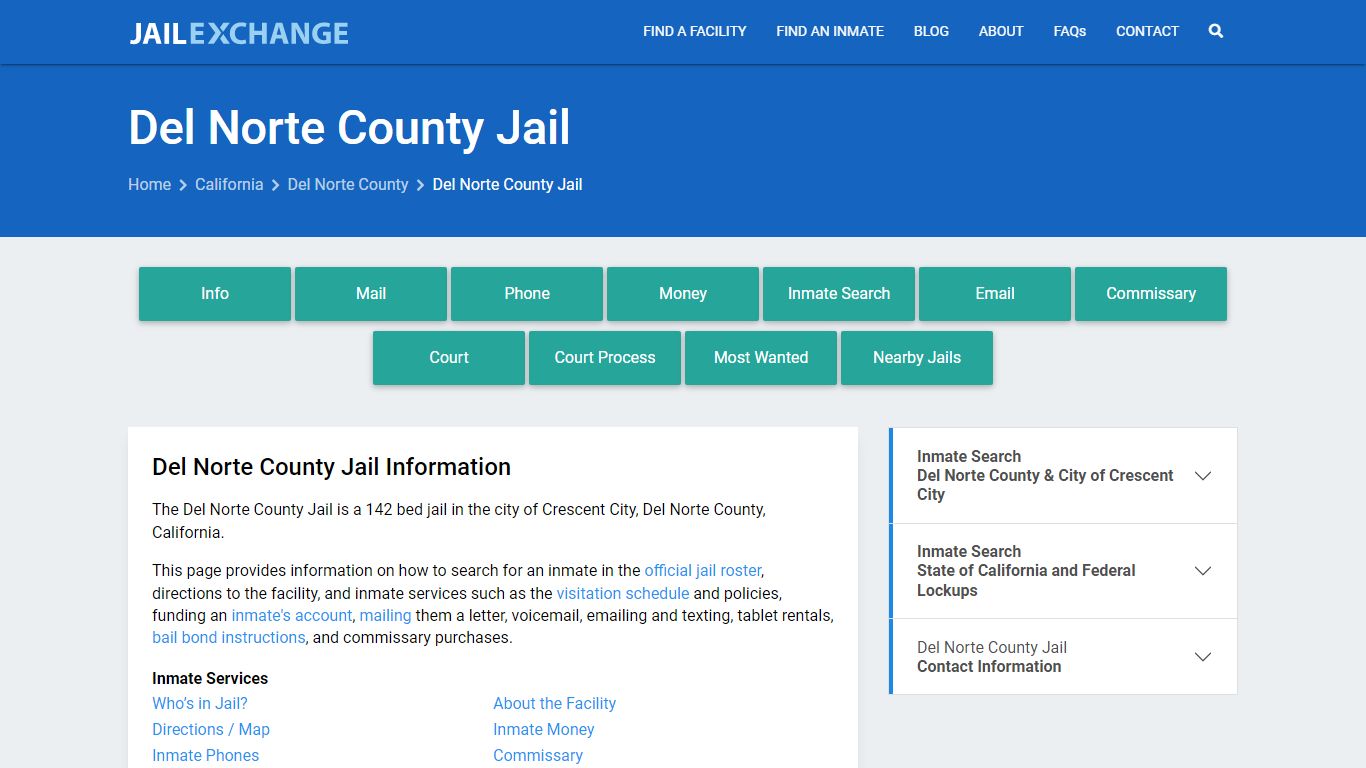 Del Norte County Jail, CA Inmate Search, Information