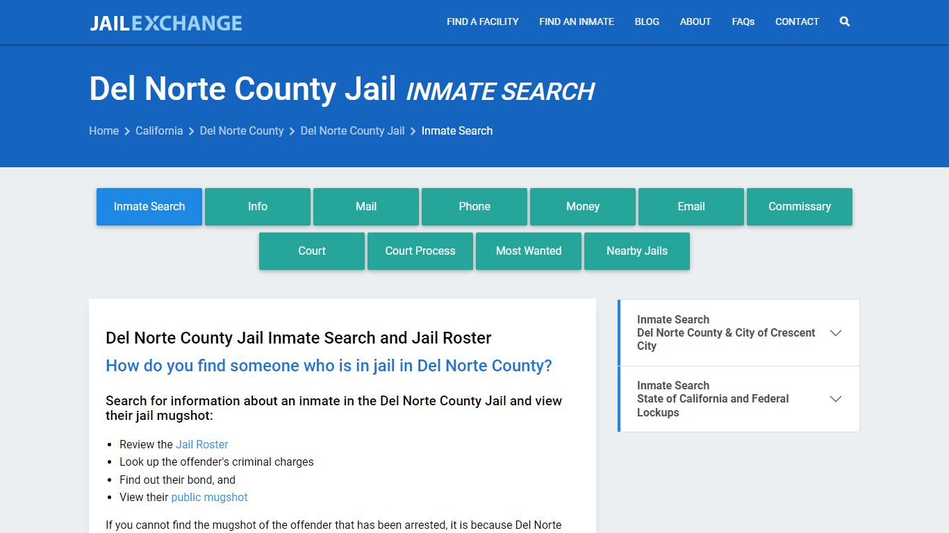 Inmate Search: Roster & Mugshots - Del Norte County Jail, CA